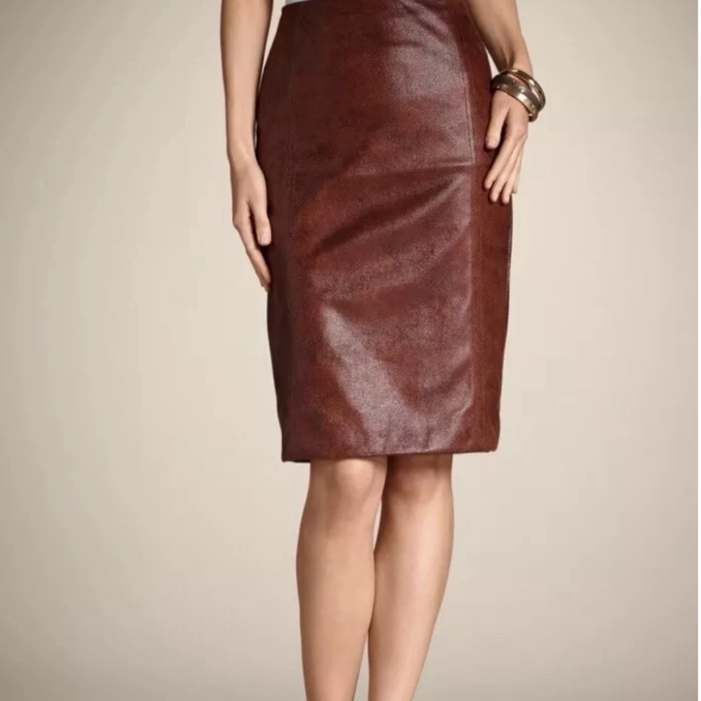 Chicos Womens Faux Leather Western Snakeskin Embossed Pencil Skirt